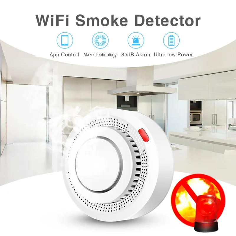 Side view of the Smart Smoke Alarm Fire Detector showing its compact size